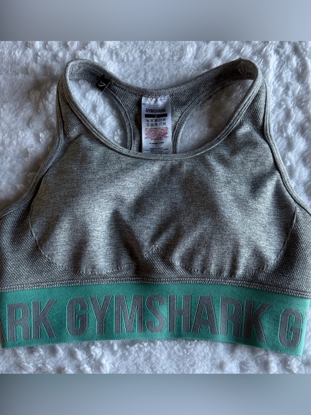GYMSHARK Flex Sports Bra Heathered Grey Dusky Teal Women’s Size Small - Picture 13 of 13